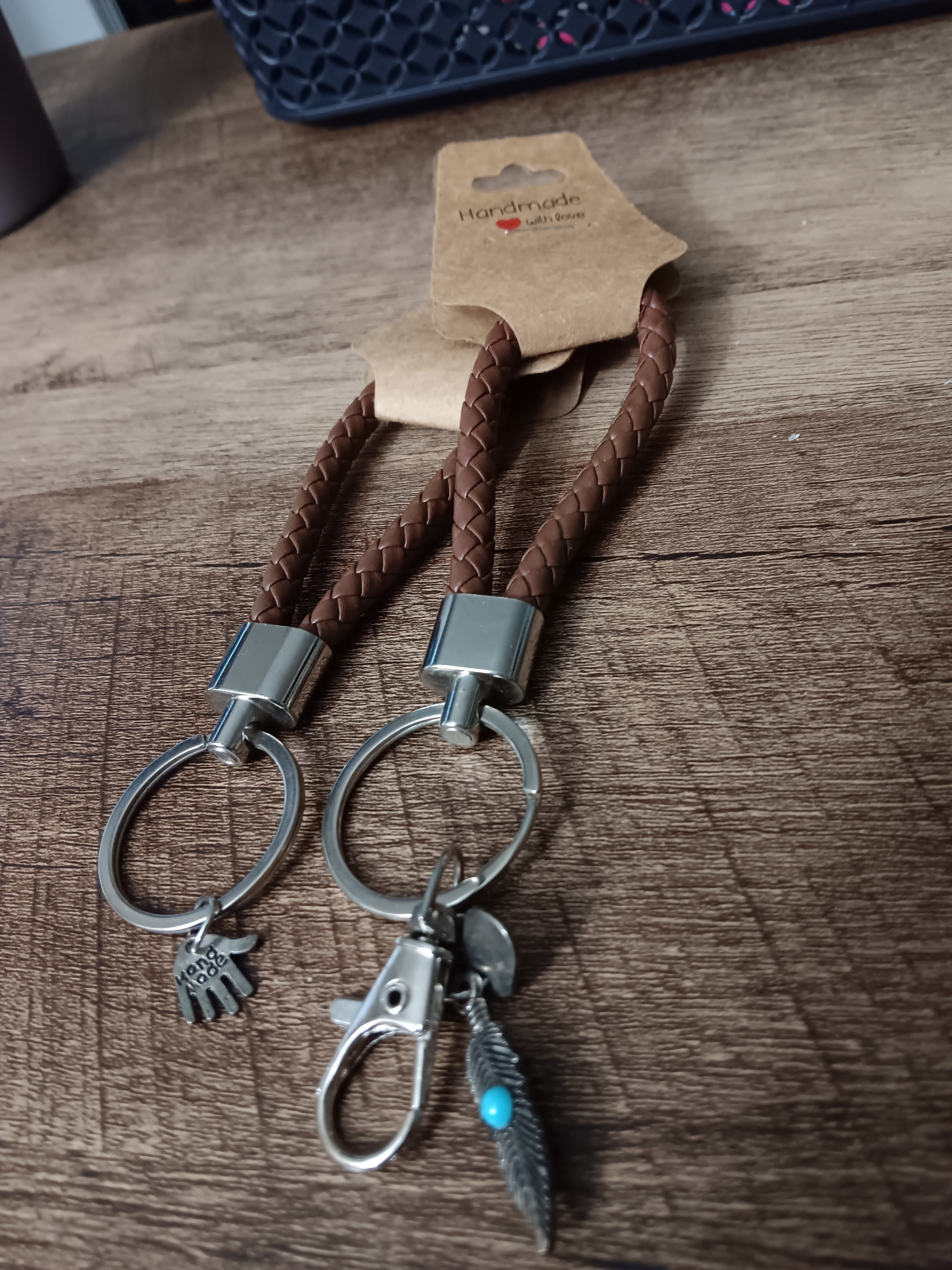 Faux Leather Braided Keychains