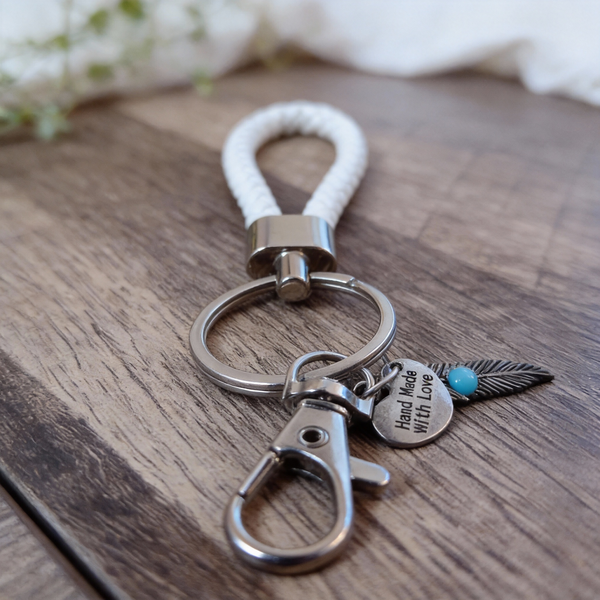 Faux Leather Braided Keychains